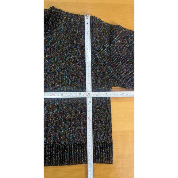Compania Fantastic Black Rainbow Metallic Long Sleeve Sweater Size Small G1 - Picture 4 of 5